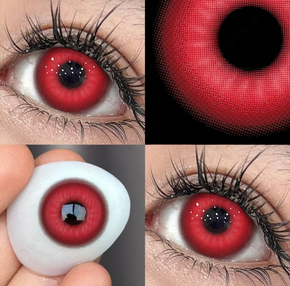 Lente de contato anual Cosplay Crazy Red