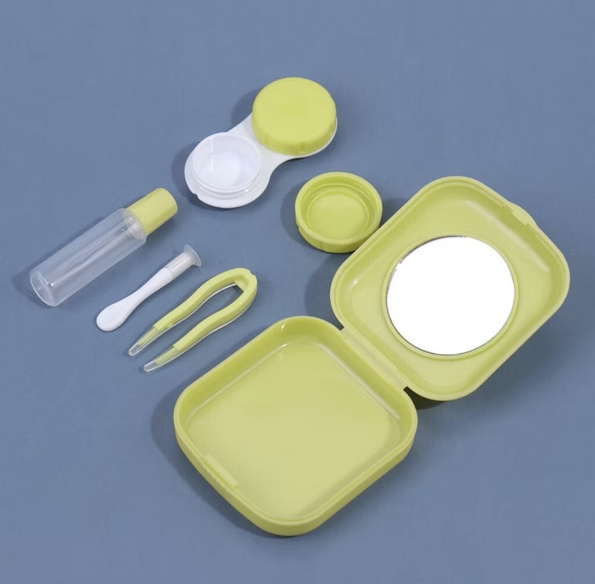 Estojo Lovely para lentes de contato - com espelho, pinça, bastão e frasco | Kit portátl