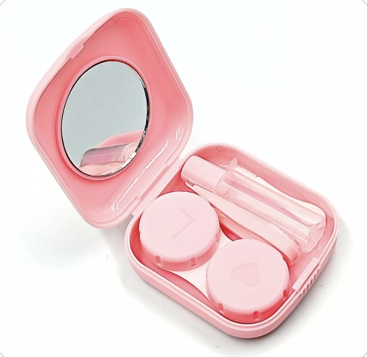 Estojo Lovely para lentes de contato - com espelho, pinça, bastão e frasco | Kit portátl