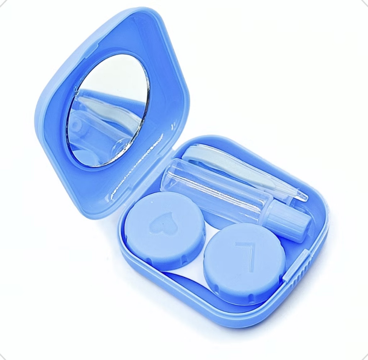 Estojo Lovely para lentes de contato - com espelho, pinça, bastão e frasco | Kit portátl