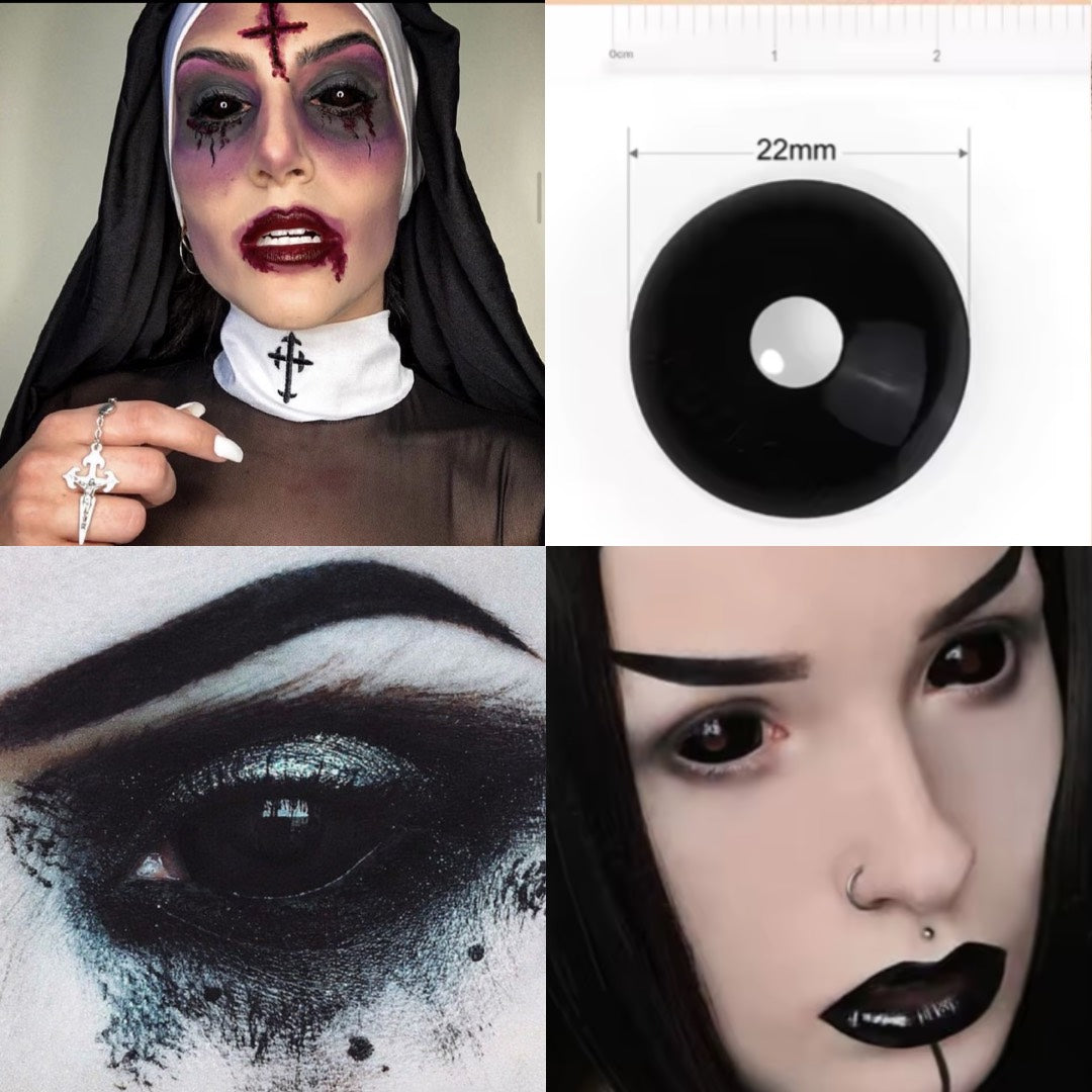 Lente de contato Cosplay Black Sclera 22mm