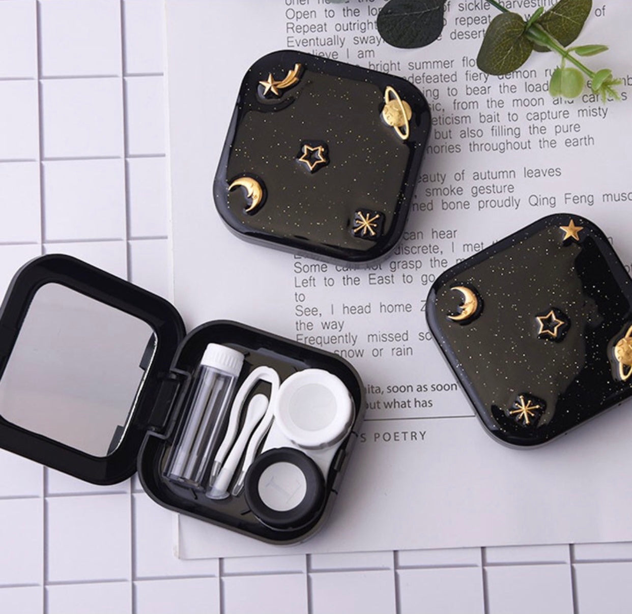 Estojo para lente de contato Stars com espelho