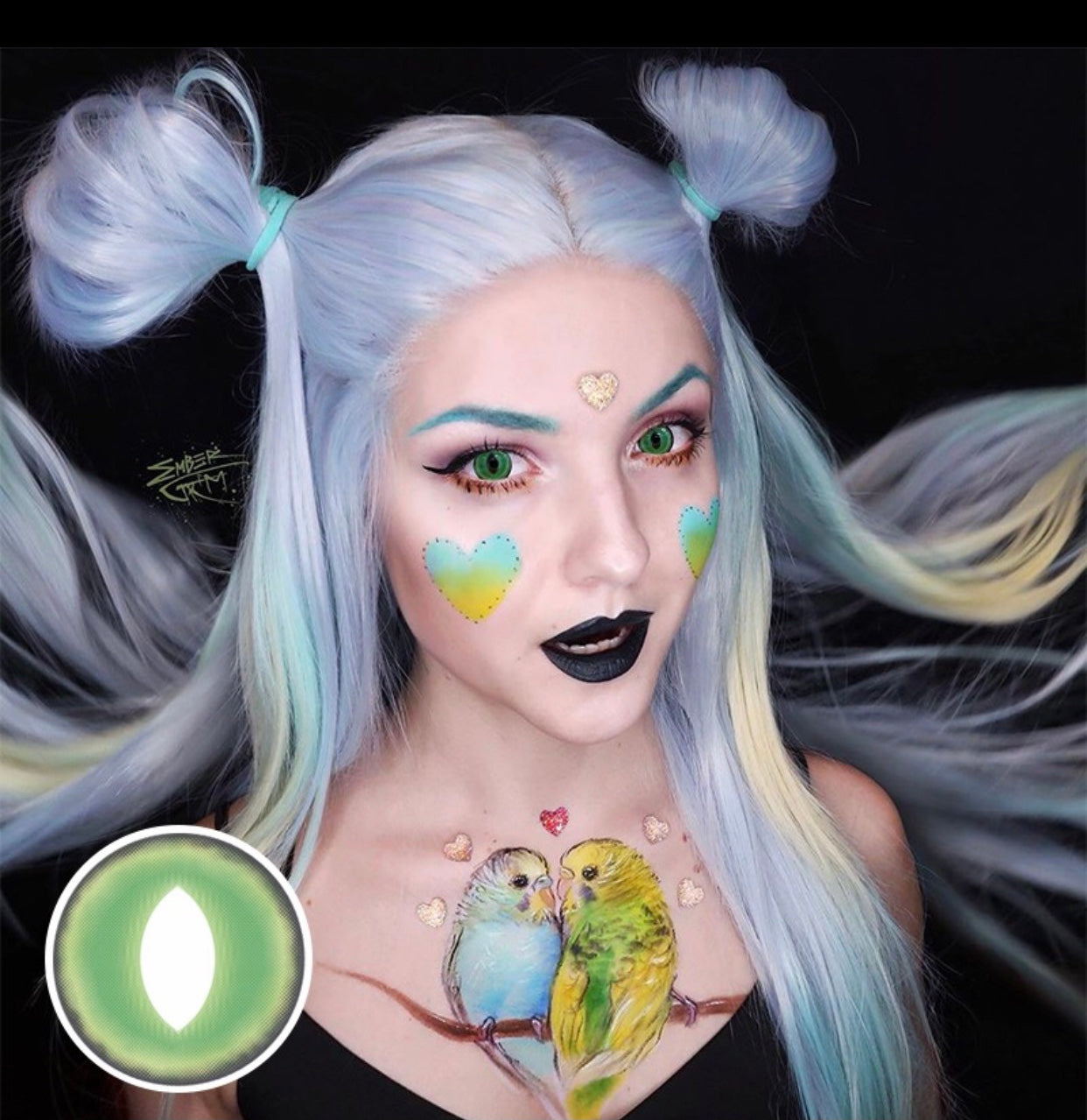 Lente de contato Cosplay Crazy Green Cat