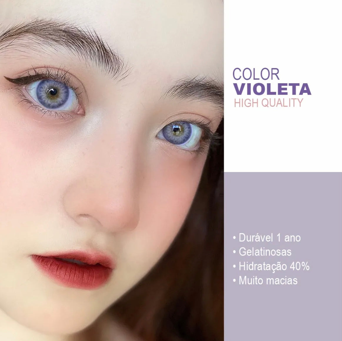 Lente de contato Colorida anual Ruby DNA Colors com grau para Miopia caixa com 2 unidades