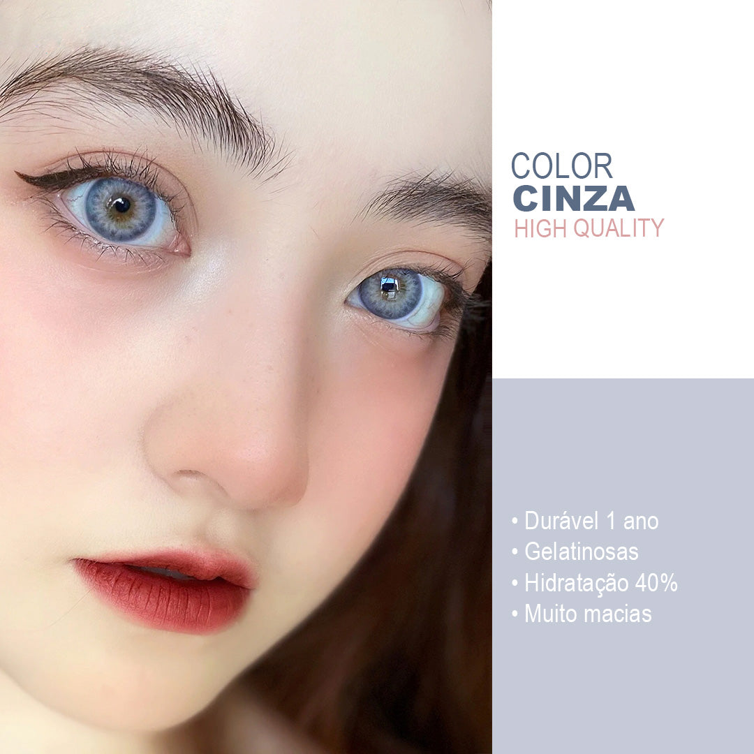 Lente de contato Colorida anual Ruby DNA Colors com grau para Miopia caixa com 2 unidades