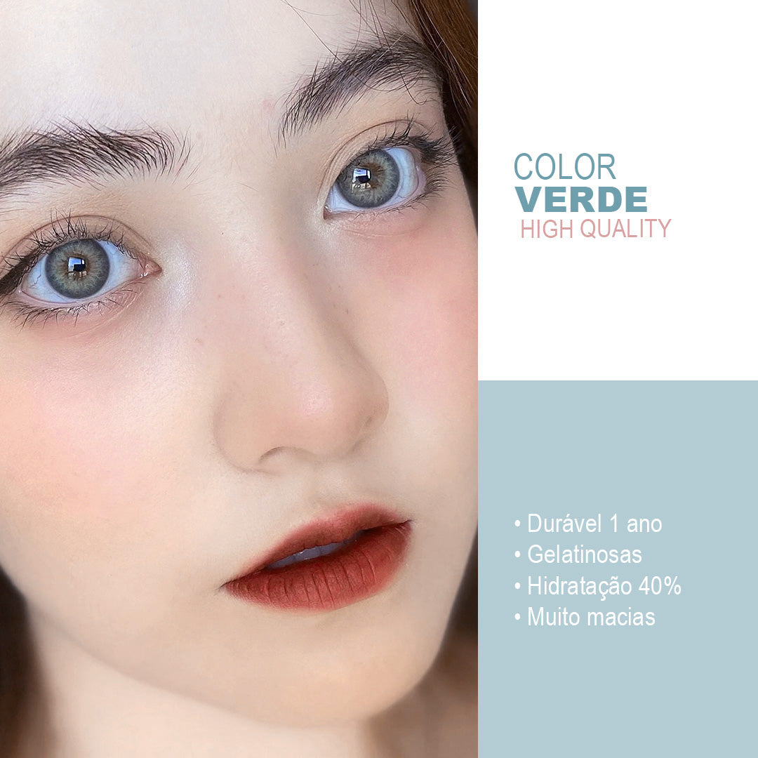 Lente de contato Colorida anual Ruby DNA Colors com grau para Miopia caixa com 2 unidades