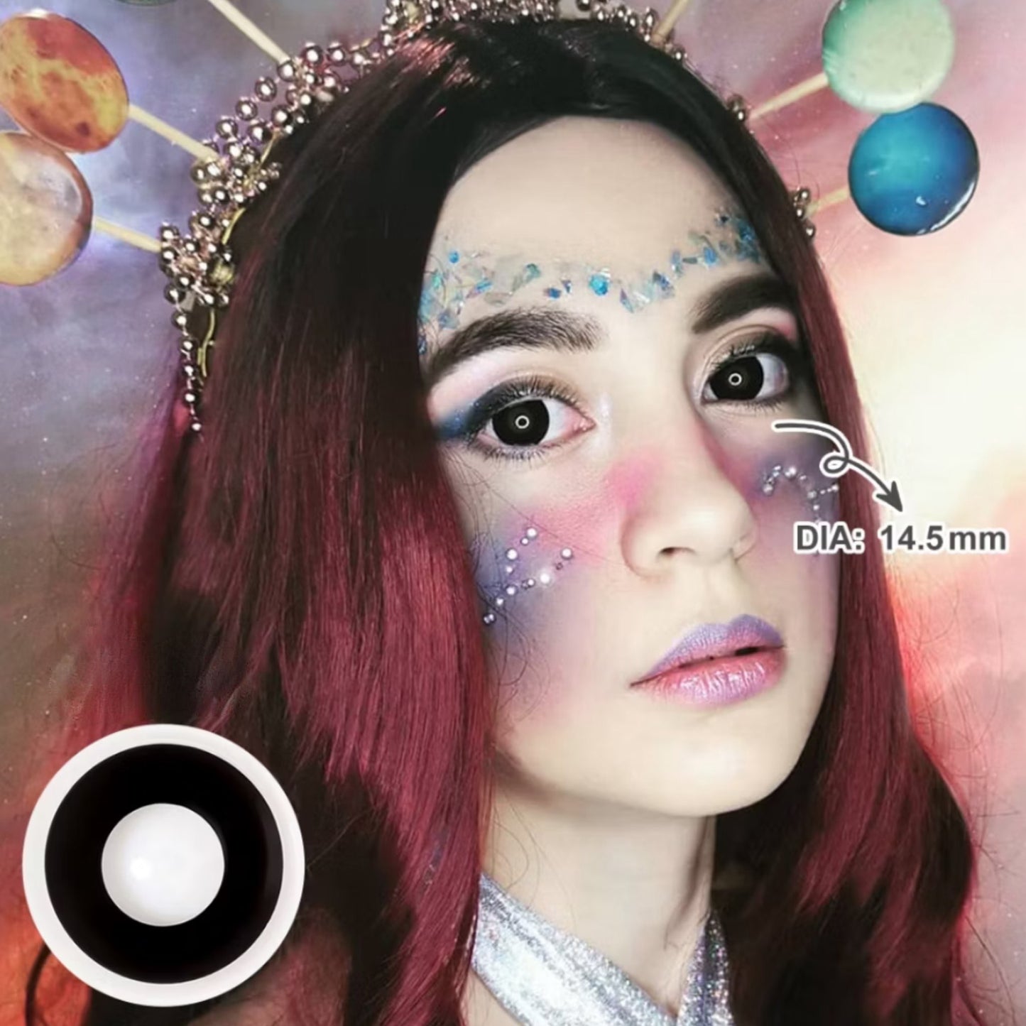 Lente de contato anual Cosplay Crazy Black