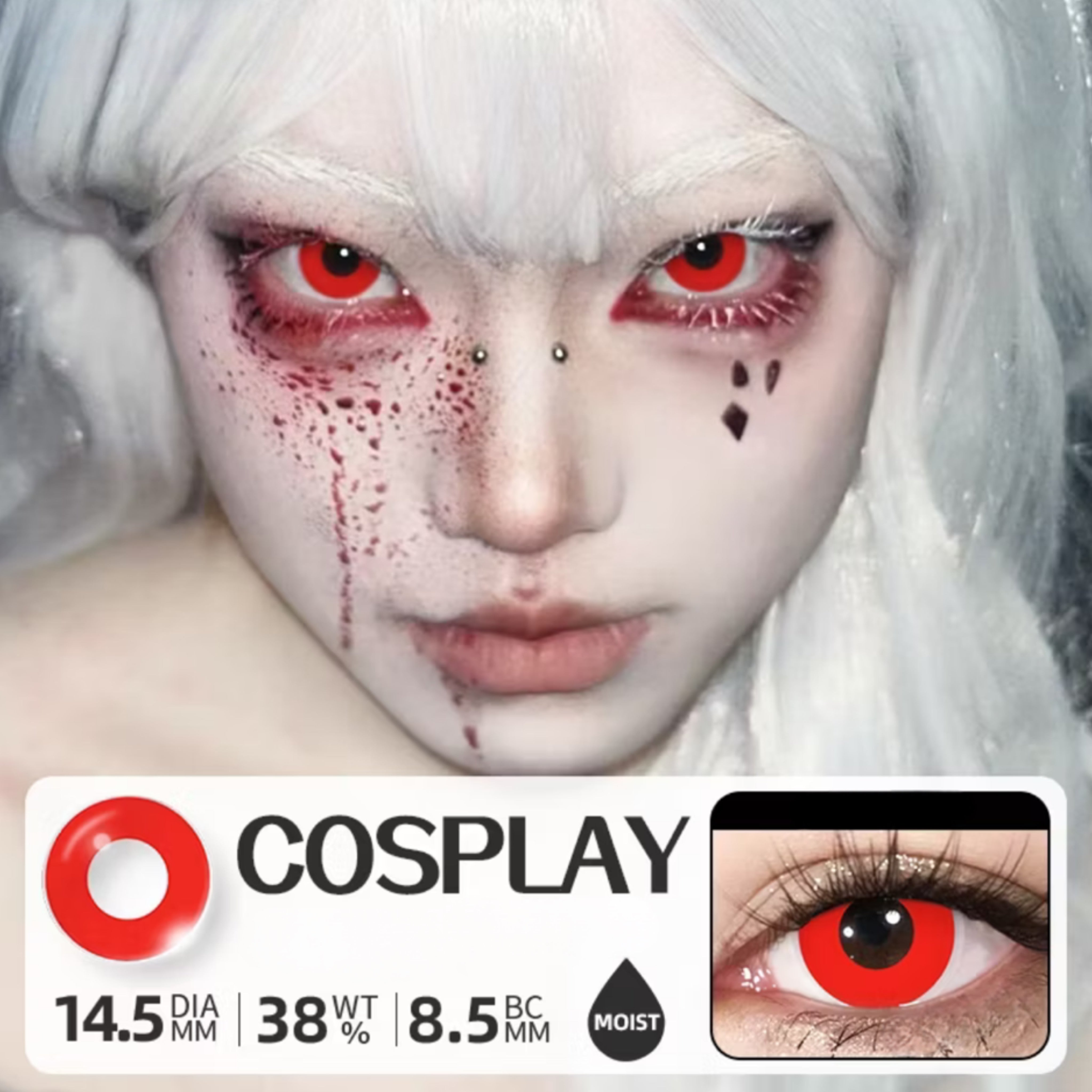 Lente de contato anual Cosplay Crazy Red – Muccoo Lens