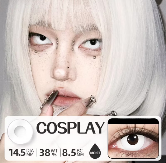 Lente de contado anual Cosplay Crazy White (caixa com 2 unidades)