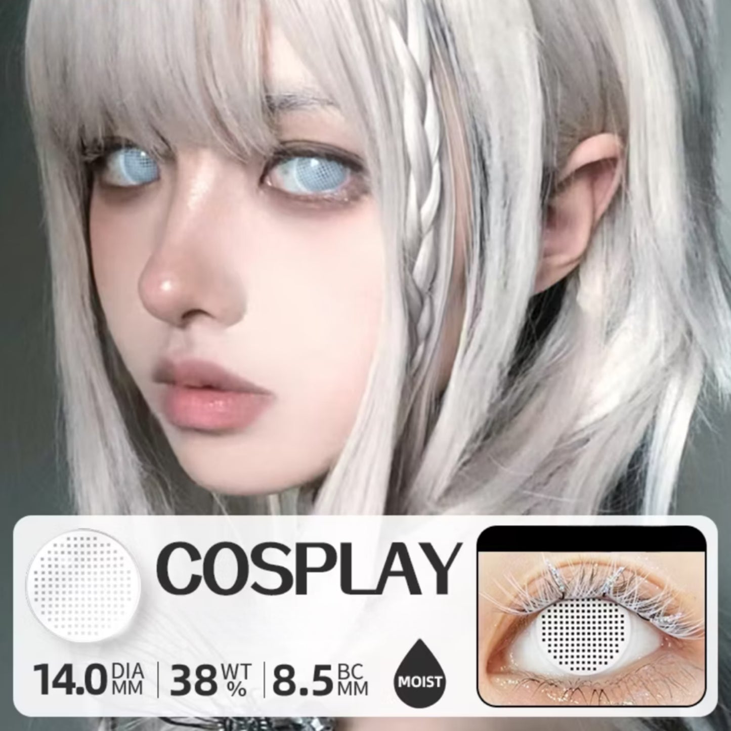 Lente de contato Anual Cosplay Total White