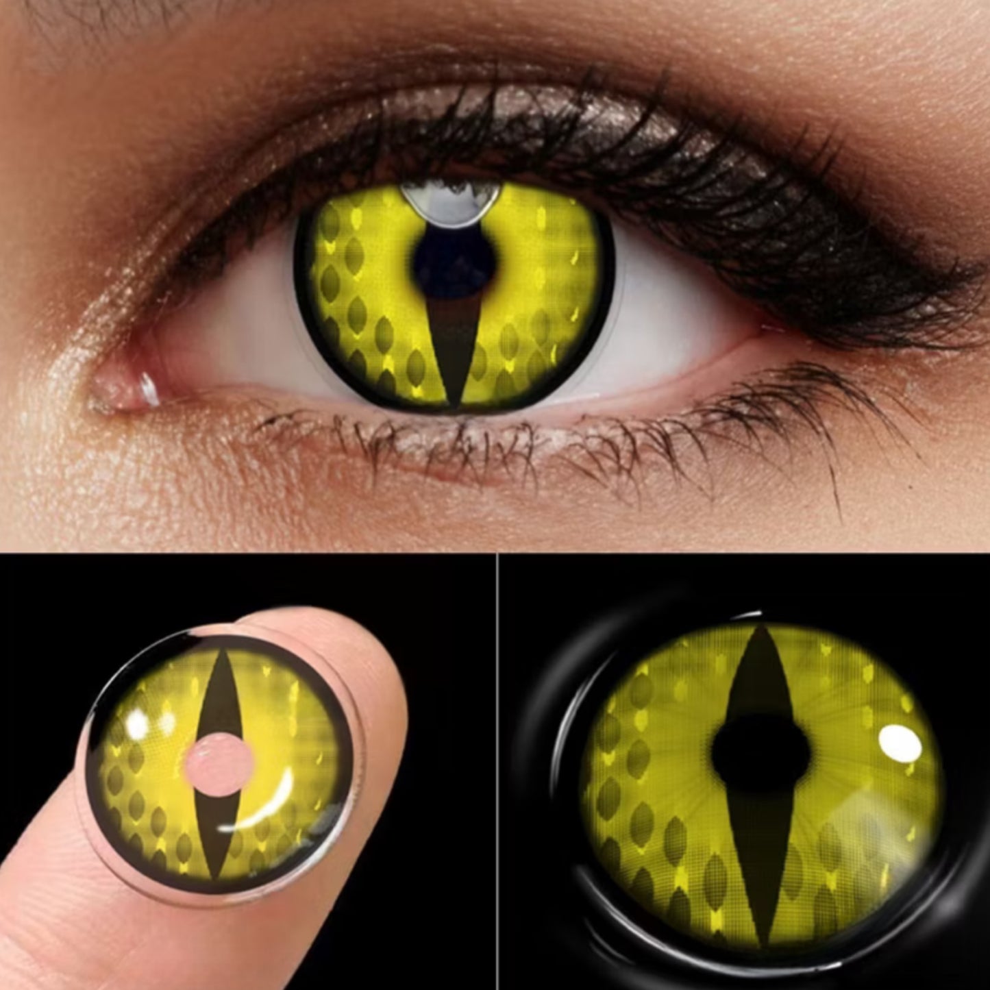 Lente de contato anual cosplay Crazy Snake Yellow