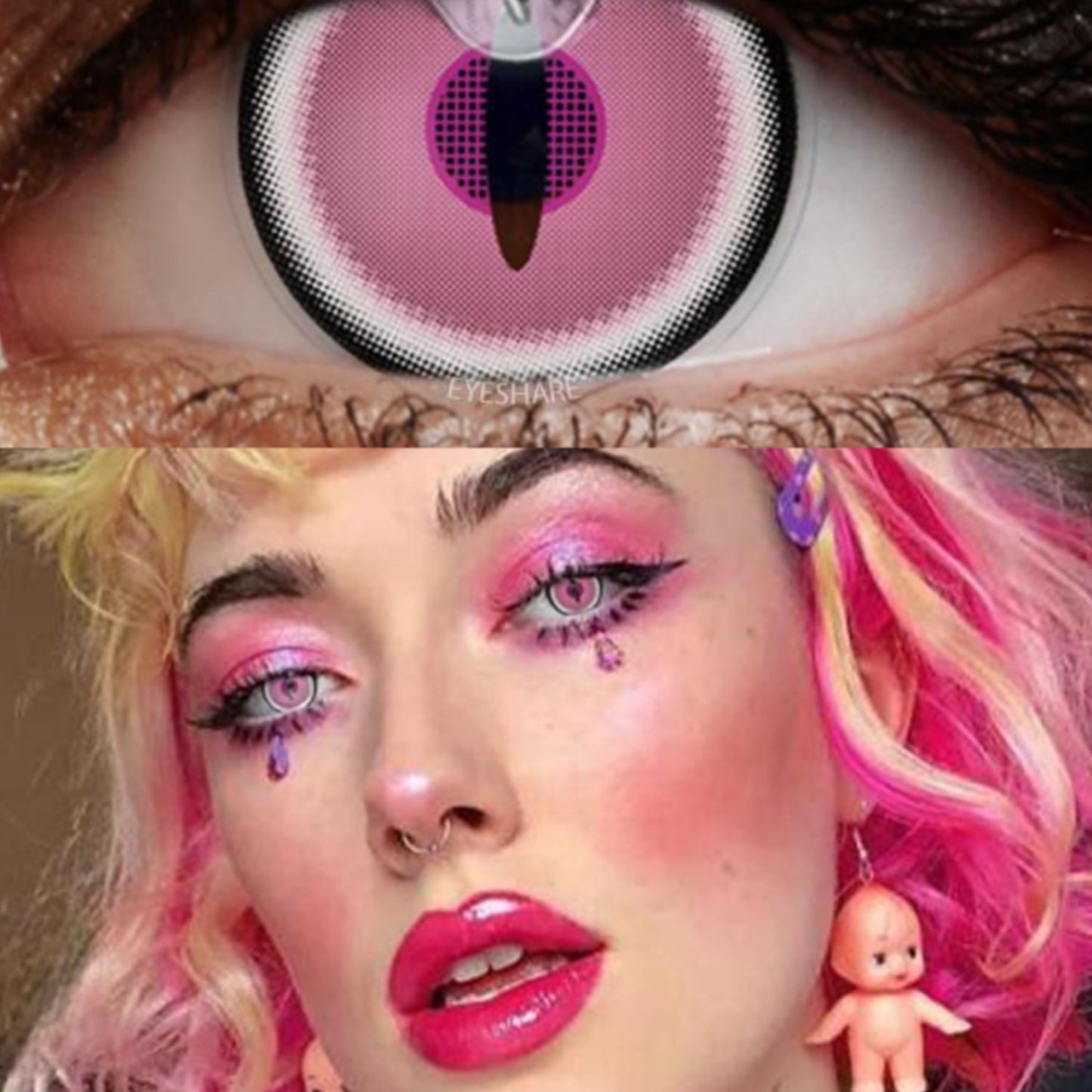 Lente de contato anual Cosplay Reptile Pink