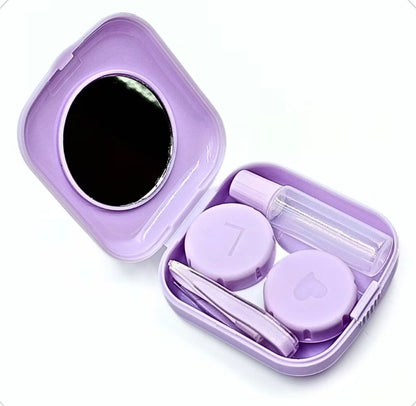 Estojo Lovely para lentes de contato - com espelho, pinça, bastão e frasco | Kit portátl