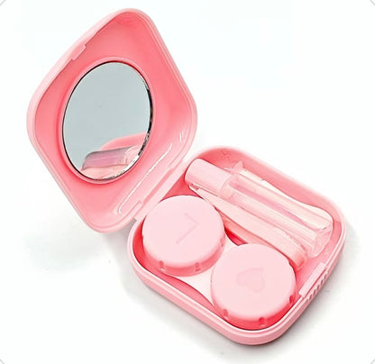 Estojo Lovely para lentes de contato - com espelho, pinça, bastão e frasco | Kit portátl