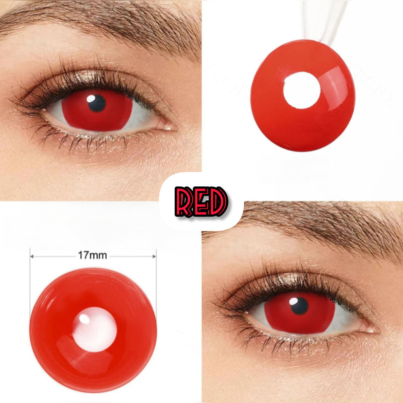 Lente de contato Cosplay Red Sclera 17mm