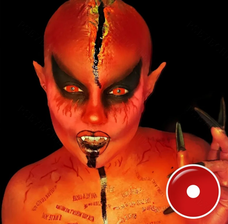 Lente de contato Cosplay Red Sclera 17mm