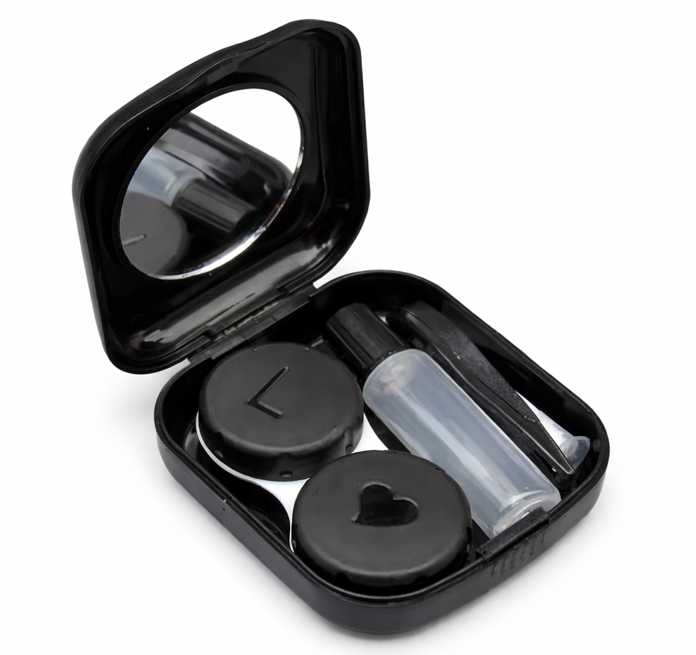 Estojo Lovely para lentes de contato - com espelho, pinça, bastão e frasco | Kit portátl