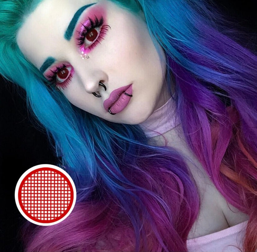 Lente de contato Anual Cosplay Total Red caixa com 2 unidades