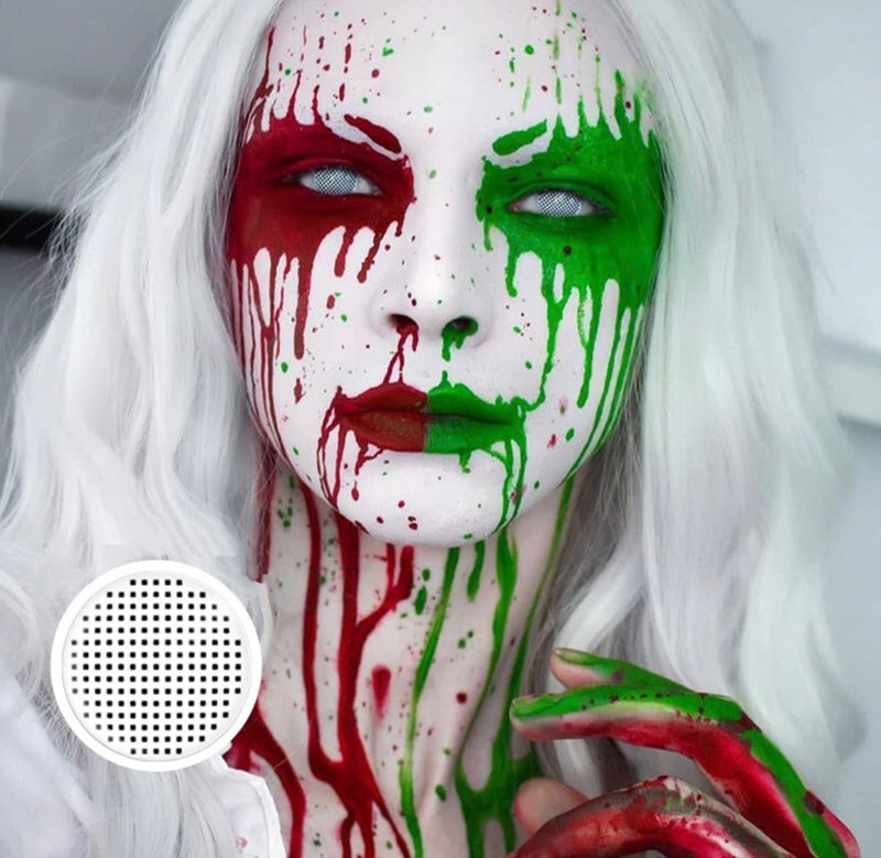Lente de contato Anual Cosplay Total White caixa com 2 unidades