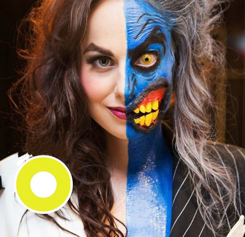 Lente de contato Anual Cosplay Amarela caixa com 2 unidades