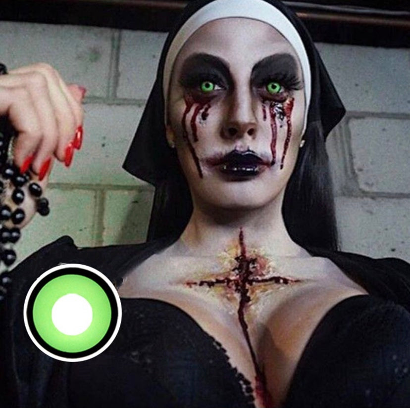 Lente de contato Anual Cosplay Green Zombie caixa com 2 unidades