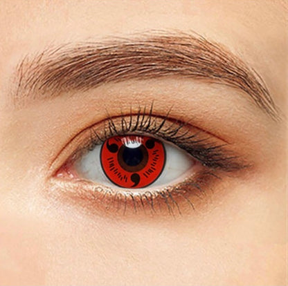 Lente de contato anual Cosplay Naruto Sharingan caixa com 2 unidades