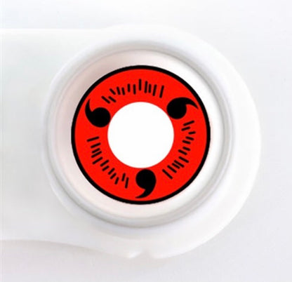 Lente de contato anual Cosplay Naruto Sharingan caixa com 2 unidades