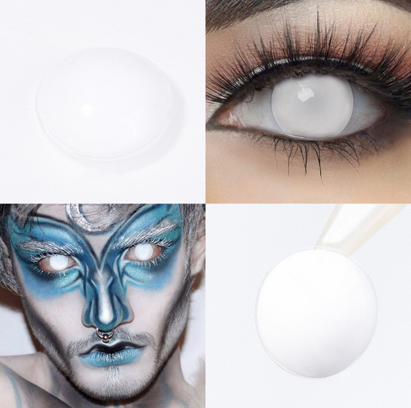 Lente de contato Cosplay Total Branca (cega) caixa com 2 unidades