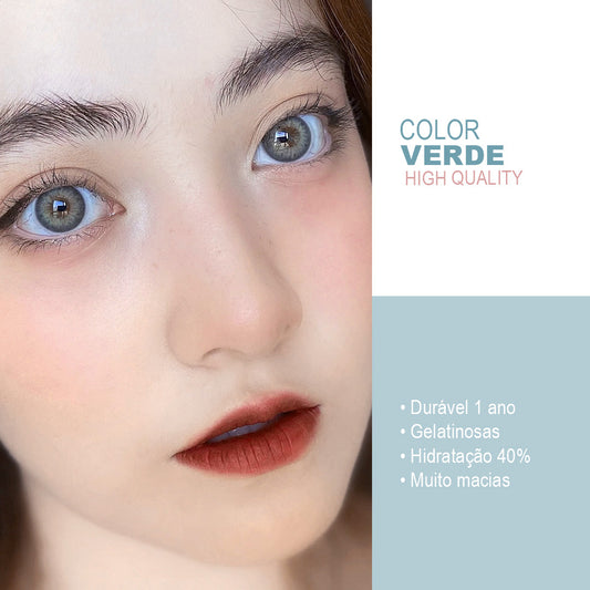 Lente de contato Colorida anual Ruby DNA Colors com grau para Miopia caixa com 2 unidades